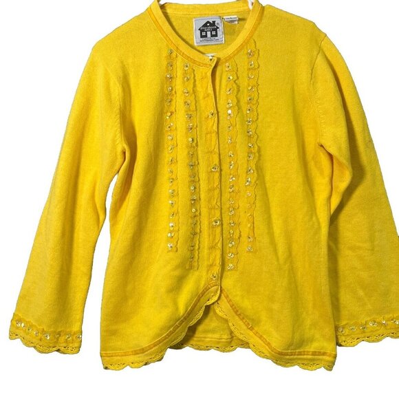Storybook Knits Sweaters - Storybook Knits Cardigan Sweater Size S Floral Sequin Novelty Teacher Cottage